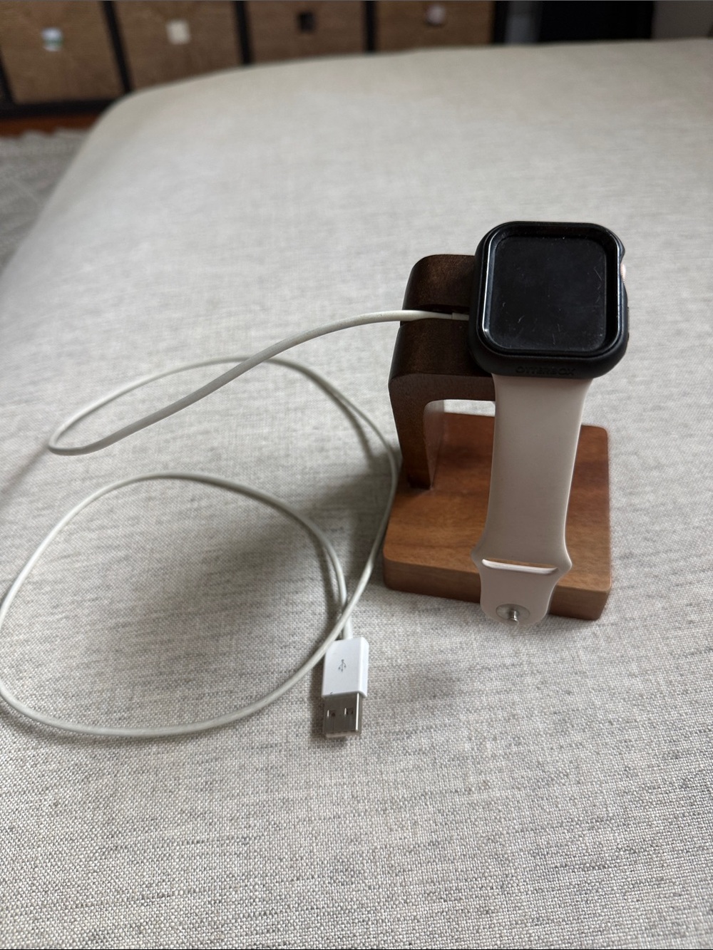 Apple Smartwatch Series 5 with Light Pink Silicone Band and Black case
